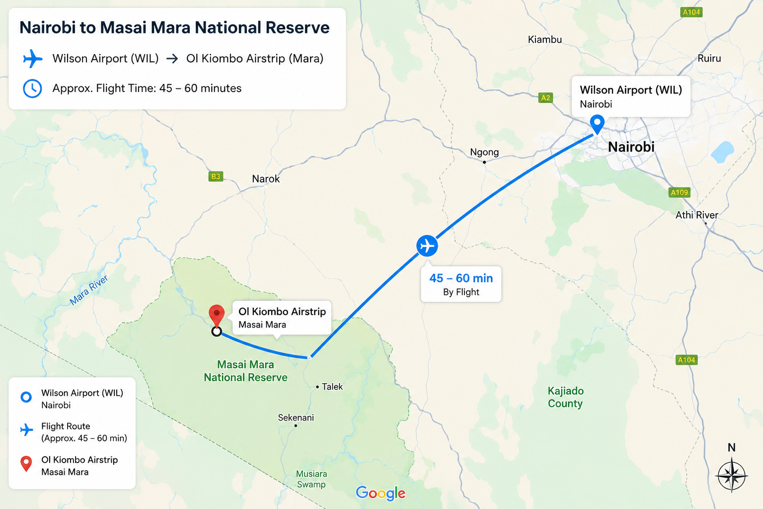 Nairobi to Masai Mara flight safari