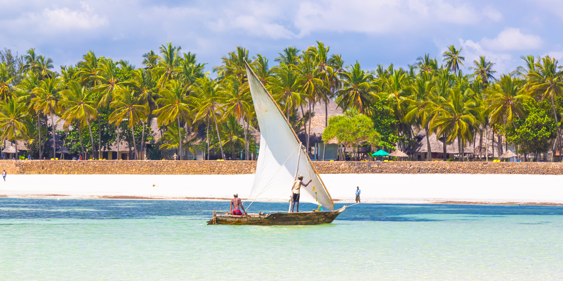 dhow in the sandy beach of Diani Kenya