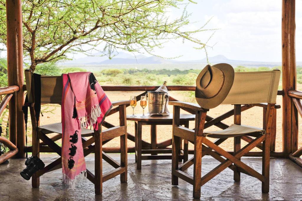 Balcony area Severin Safari Camp Tsavo West Kenya